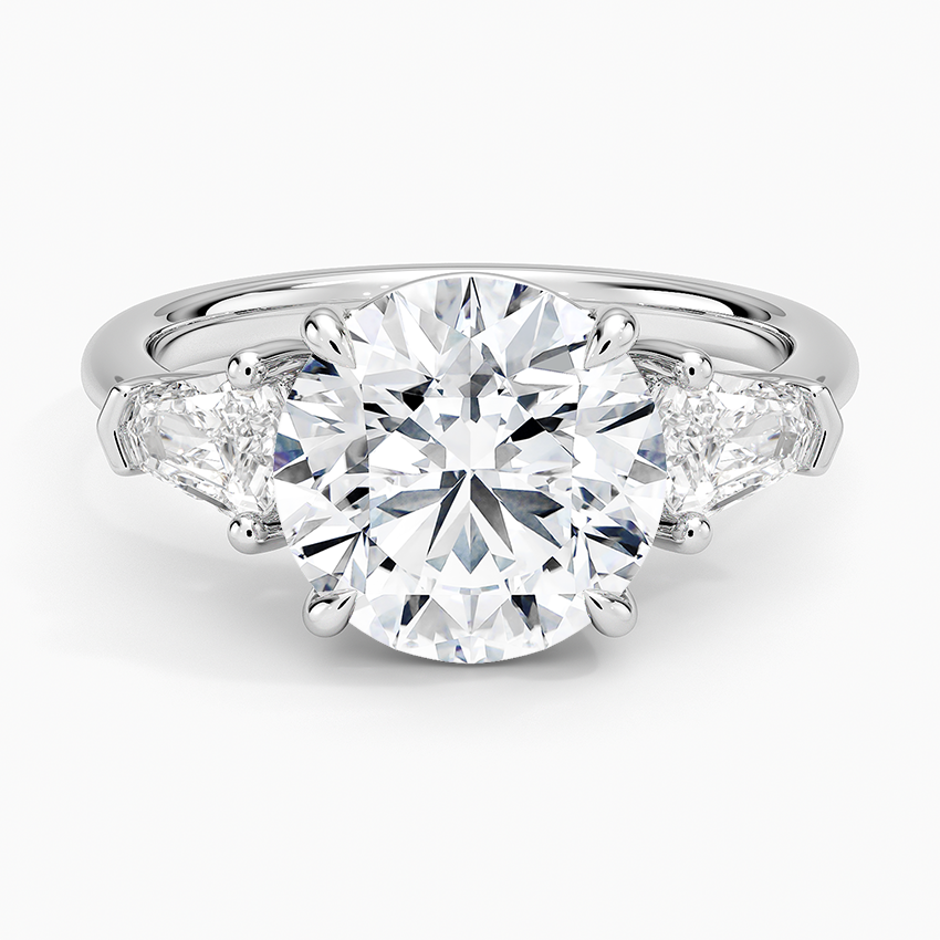 Shield Cut Three Stone Diamond Ring (1/2 ct. tw.) Platinum Round Engagement Ring