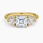 Shield Cut Three Stone Diamond Ring (1/2 ct. tw.) Yellow Gold 18k Asscher Engagement Ring