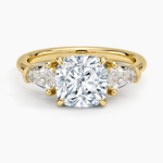 Shield Cut Three Stone Diamond Ring (1/2 ct. tw.) Yellow Gold 18k Cushion Engagement Ring