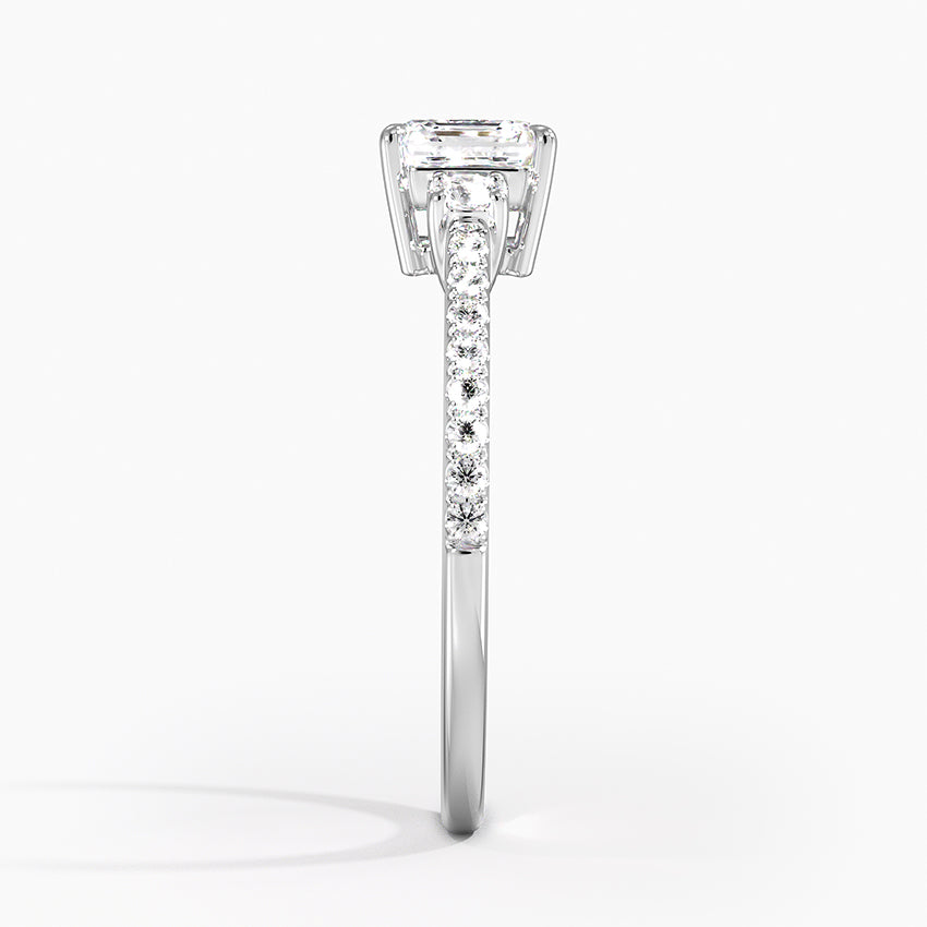 Lyra Three Stone Diamond Ring (1/4 ct. tw.) Platinum Asscher Engagement Ring