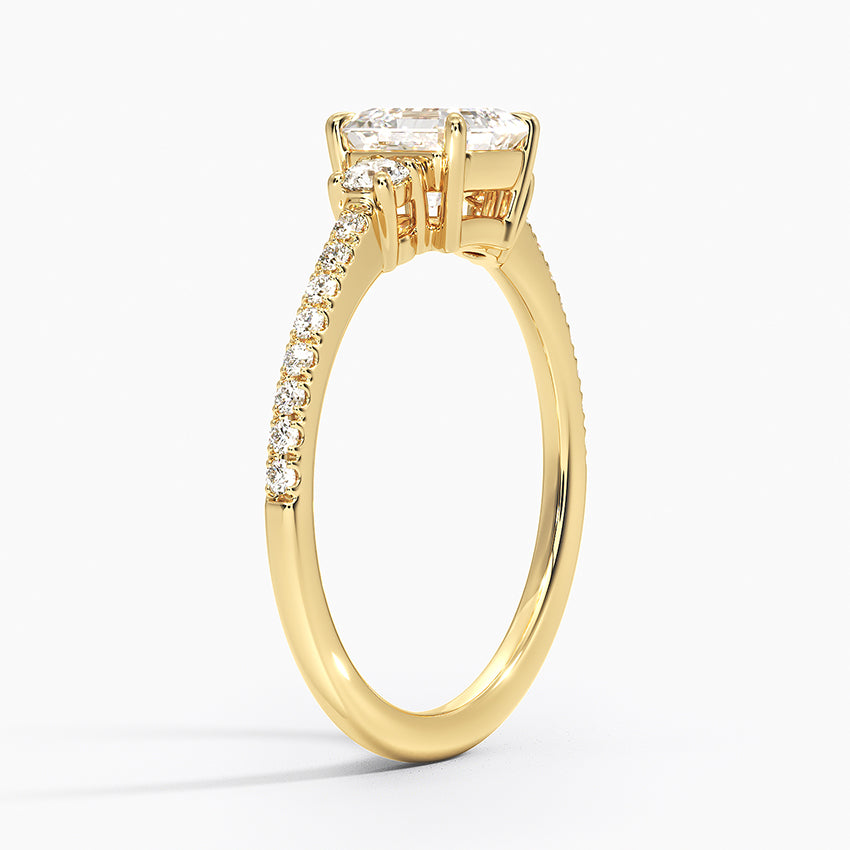 Lyra Three Stone Diamond Ring (1/4 ct. tw.) Yellow Gold 18k Asscher Engagement Ring