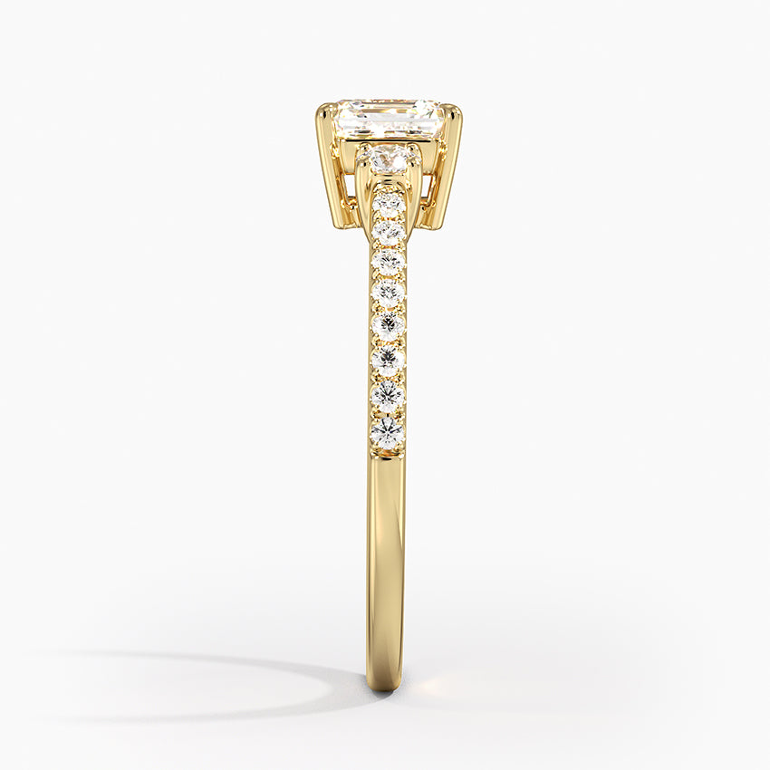 Lyra Three Stone Diamond Ring (1/4 ct. tw.) Yellow Gold 18k Asscher Engagement Ring