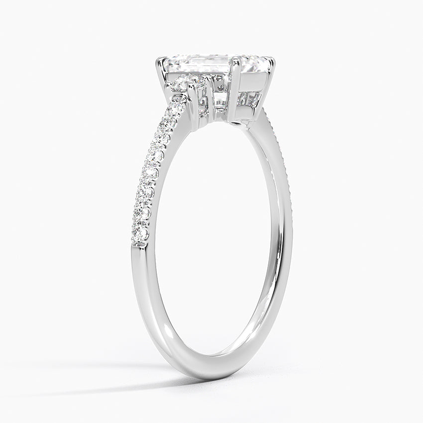 Lyra Three Stone Diamond Ring (1/4 ct. tw.) Platinum Emerald Engagement Ring