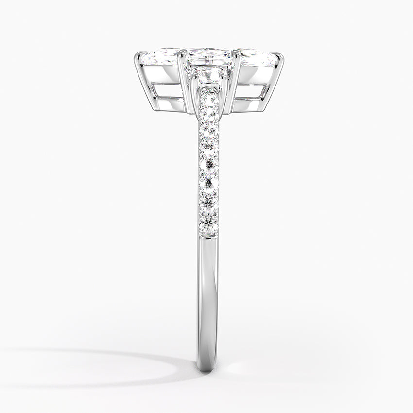 Lyra Three Stone Diamond Ring (1/4 ct. tw.) Platinum Marquise Engagement Ring