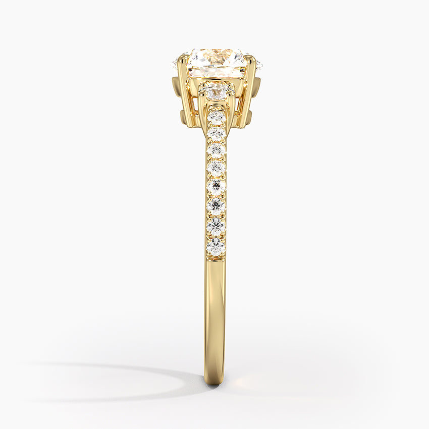 Lyra Three Stone Diamond Ring (1/4 ct. tw.) Yellow Gold 18k Round Engagement Ring