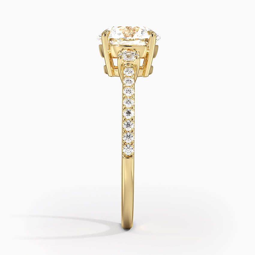 Lyra Three Stone Diamond Ring (1/4 ct. tw.) Yellow Gold 18k Round Engagement Ring