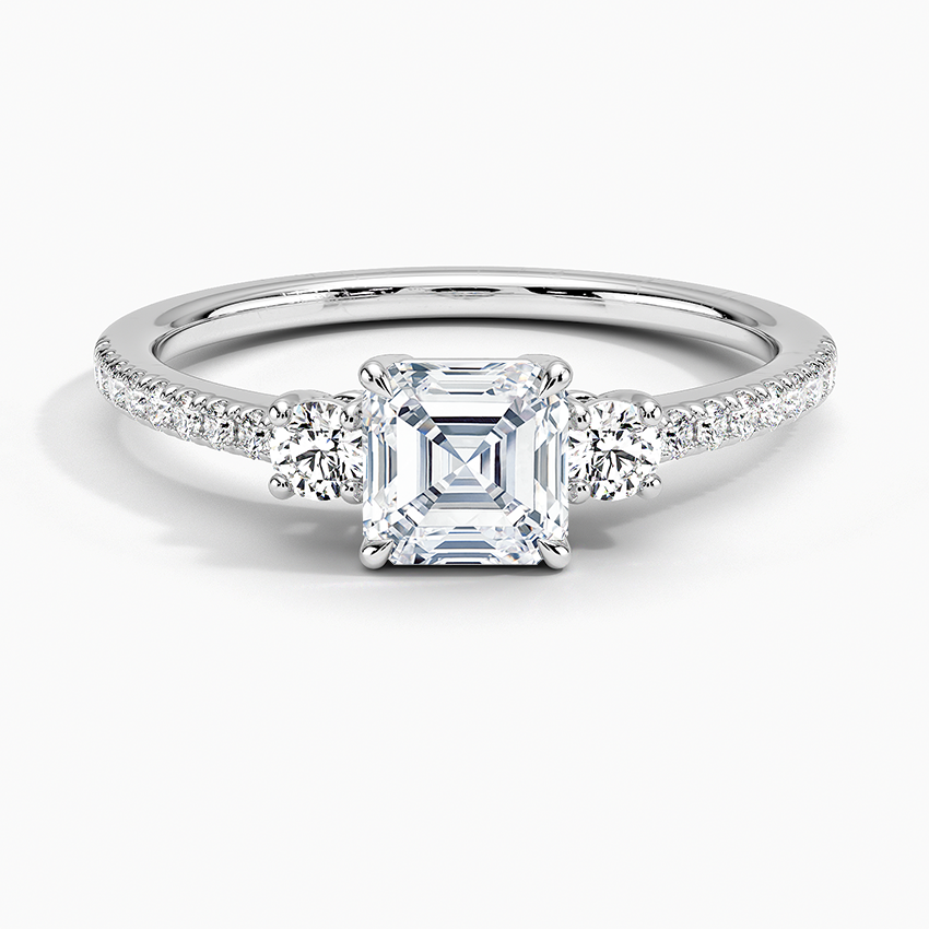Lyra Three Stone Diamond Ring (1/4 ct. tw.) Platinum Asscher Engagement Ring
