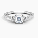 Lyra Three Stone Diamond Ring (1/4 ct. tw.) Platinum Asscher Engagement Ring