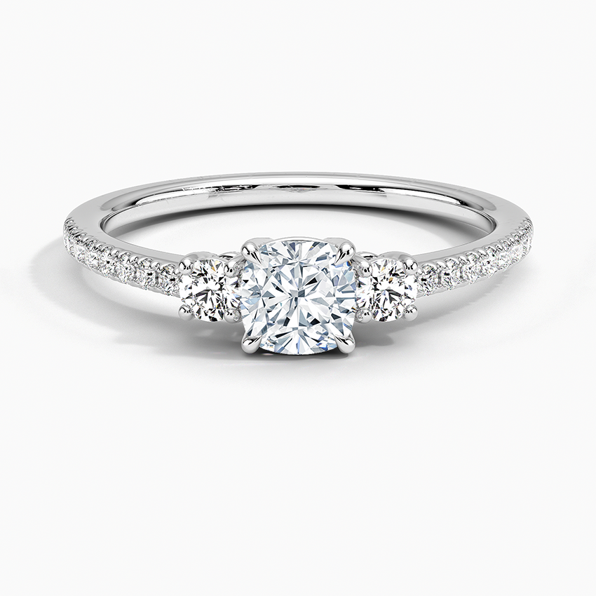 Lyra Three Stone Diamond Ring (1/4 ct. tw.) Platinum Cushion Engagement Ring