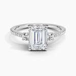 Lyra Three Stone Diamond Ring (1/4 ct. tw.) Platinum Emerald Engagement Ring