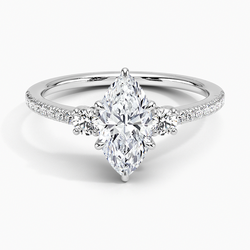 Lyra Three Stone Diamond Ring (1/4 ct. tw.) Platinum Marquise Engagement Ring
