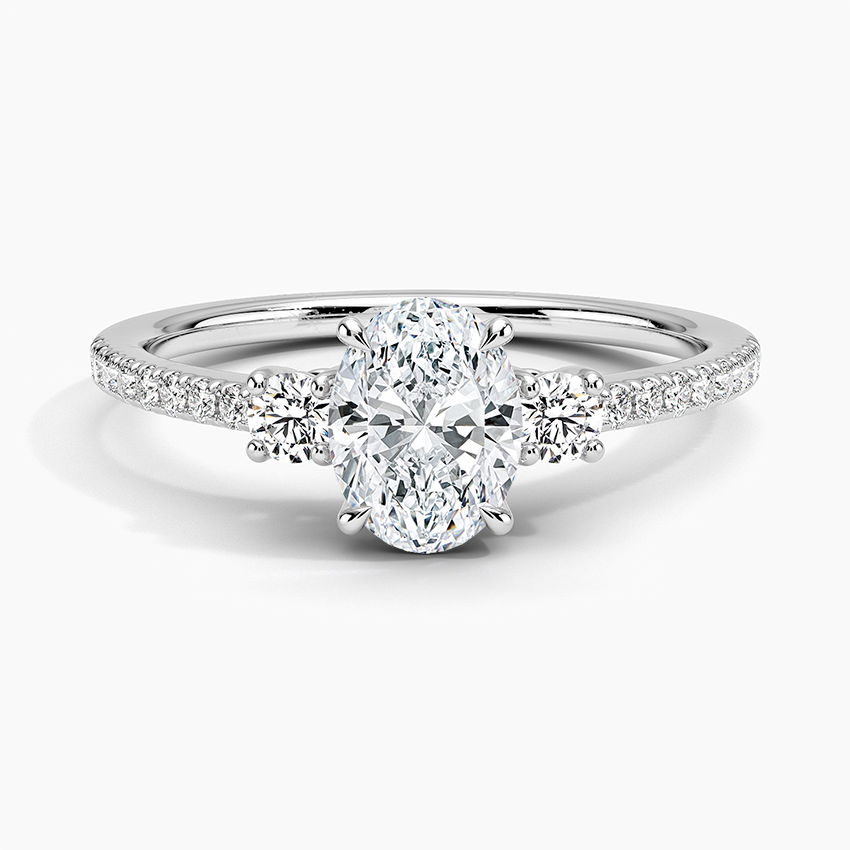 Lyra Three Stone Diamond Ring (1/4 ct. tw.) Platinum Oval Engagement Ring