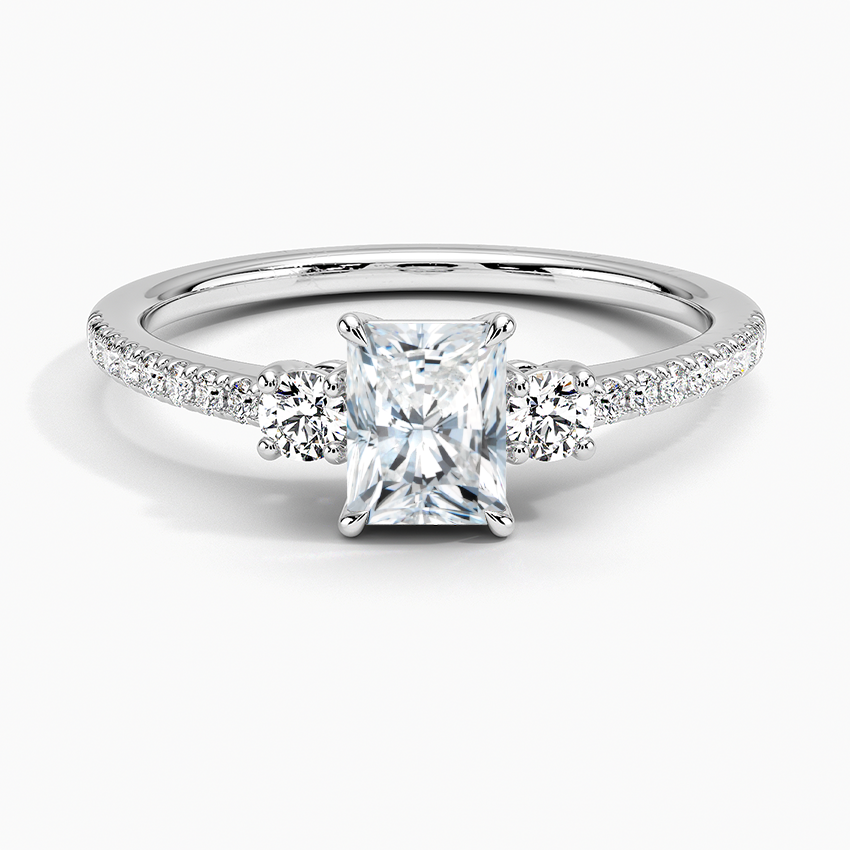 Lyra Three Stone Diamond Ring (1/4 ct. tw.) Platinum Radiant Engagement Ring