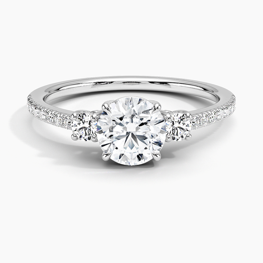 Lyra Three Stone Diamond Ring (1/4 ct. tw.) Platinum Round Engagement Ring