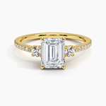 Lyra Three Stone Diamond Ring (1/4 ct. tw.) Yellow Gold 18k Emerald Engagement Ring
