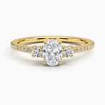 Lyra Three Stone Diamond Ring (1/4 ct. tw.) Yellow Gold 18k Oval Engagement Ring