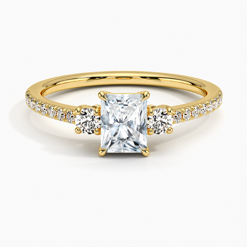 Lyra Three Stone Diamond Ring (1/4 ct. tw.) Yellow Gold 18k Radiant Engagement Ring