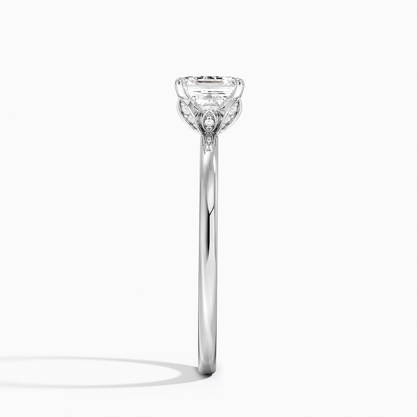 Petal 1.5mm Diamond Ring Platinum Asscher Engagement Ring