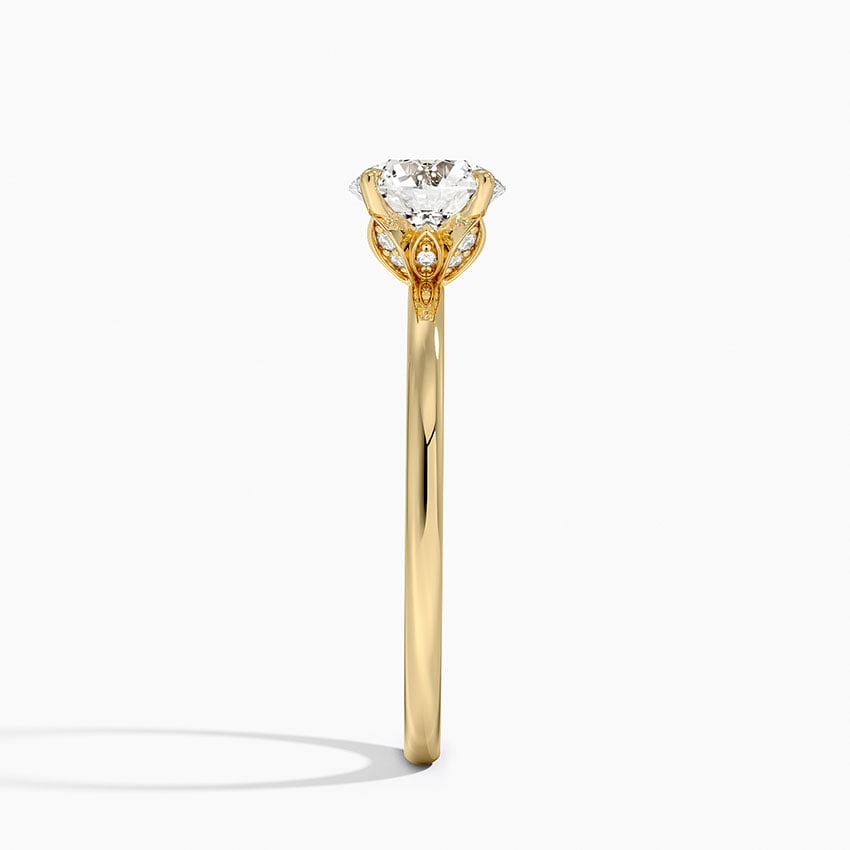 Petal 1.5mm Diamond Ring Yellow Gold 18k Round Engagement Ring
