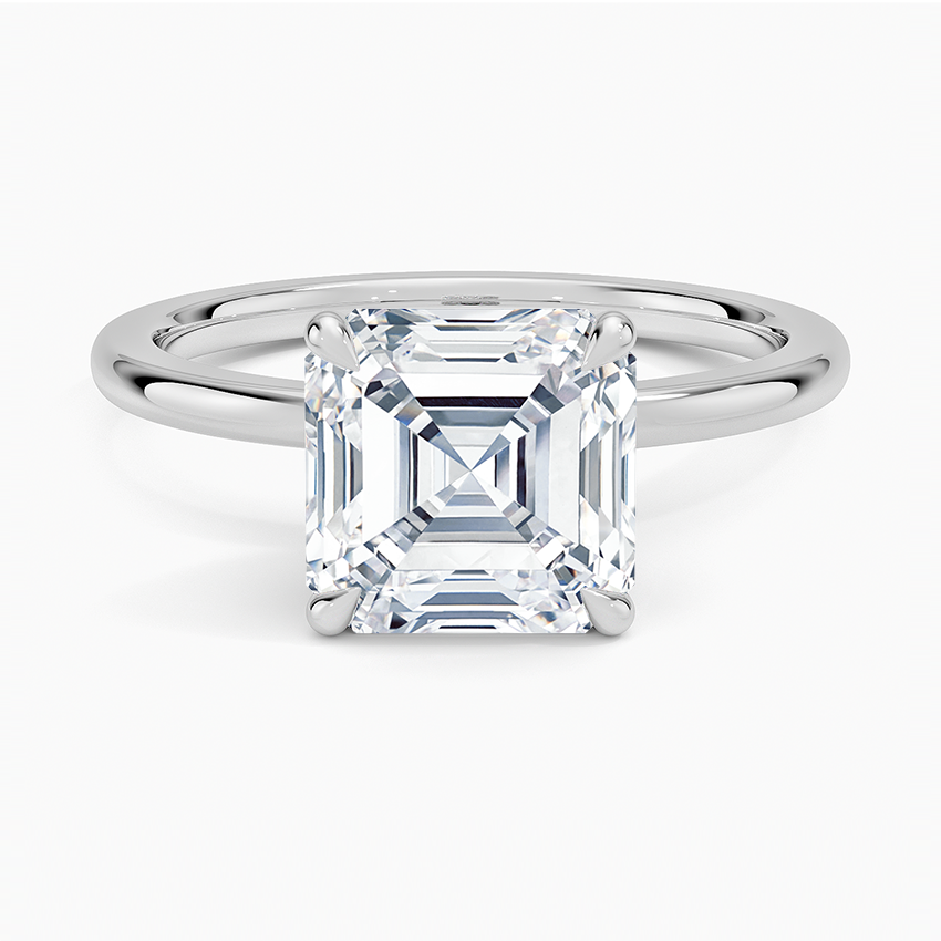 Petal 1.5mm Diamond Ring Platinum Asscher Engagement Ring