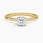 Petal 1.5mm Diamond Ring Yellow Gold 18k Asscher Engagement Ring