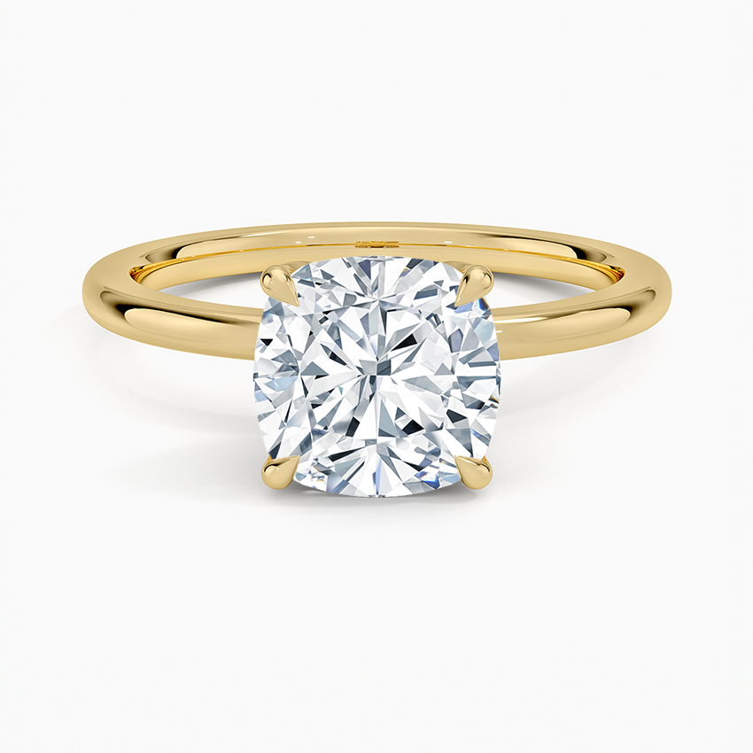 Petal 1.5mm Diamond Ring Yellow Gold 18k Cushion Engagement Ring