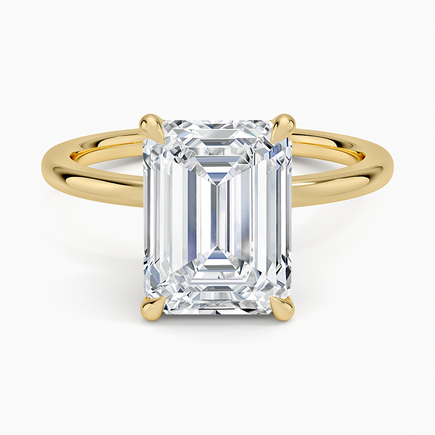 Petal 1.5mm Diamond Ring Yellow Gold 18k Emerald Engagement Ring