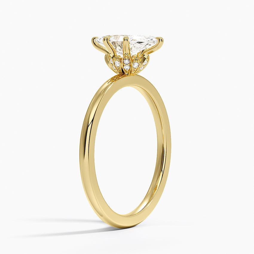 Petal Six Prong Diamond Ring Yellow Gold 18k Marquise Engagement Ring