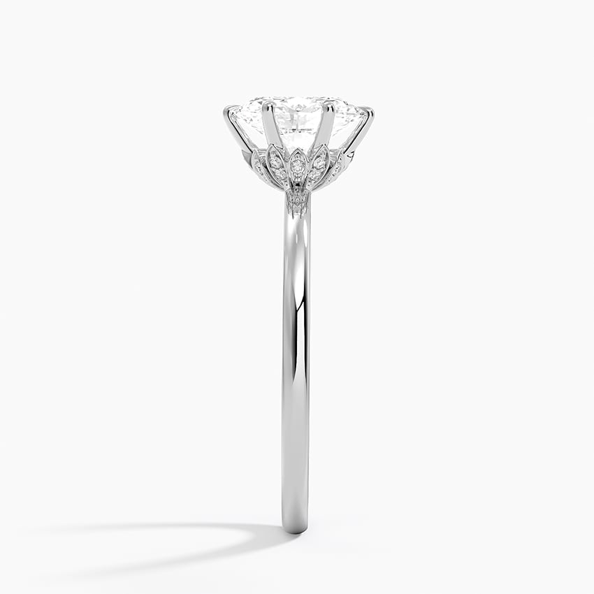 Petal Six Prong Diamond Ring Platinum Oval Engagement Ring
