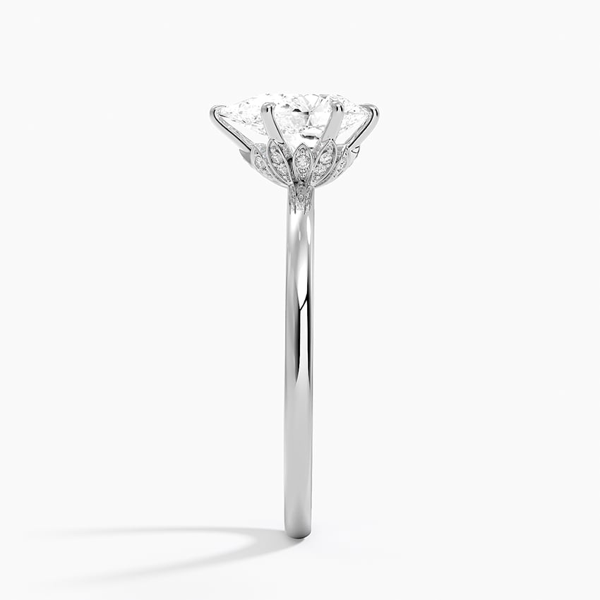 Petal Six Prong Diamond Ring Platinum Pear Engagement Ring