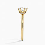 Petal Six Prong Diamond Ring Yellow Gold 18k Round Engagement Ring