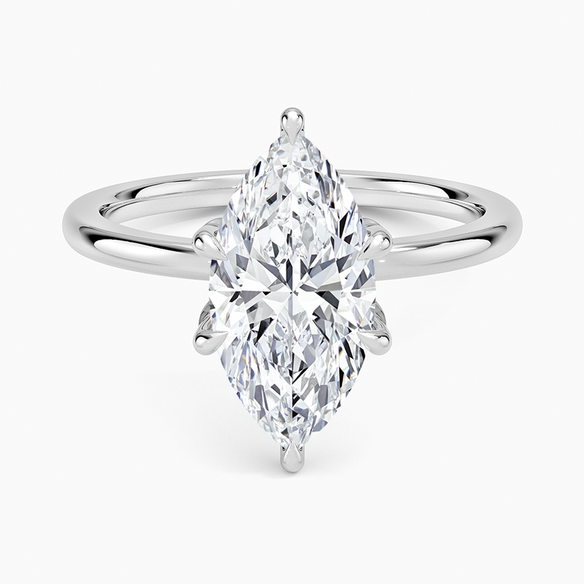 Petal Six Prong Diamond Ring Platinum Marquise Engagement Ring