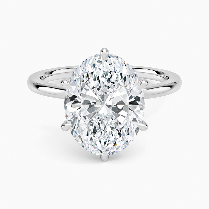 Petal Six Prong Diamond Ring Platinum Oval Engagement Ring