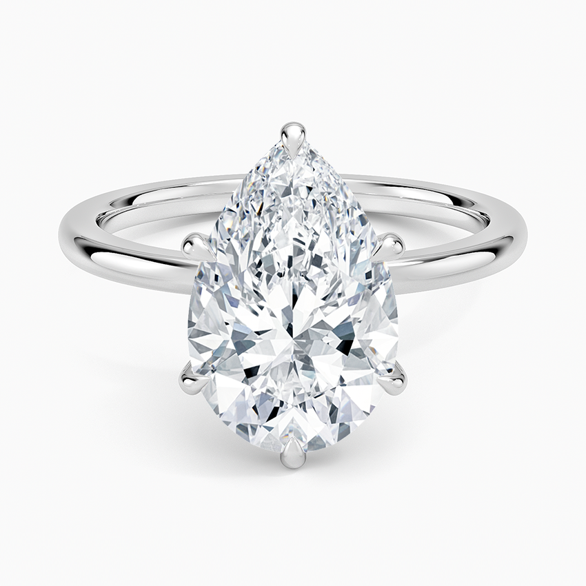 Petal Six Prong Diamond Ring Platinum Pear Engagement Ring