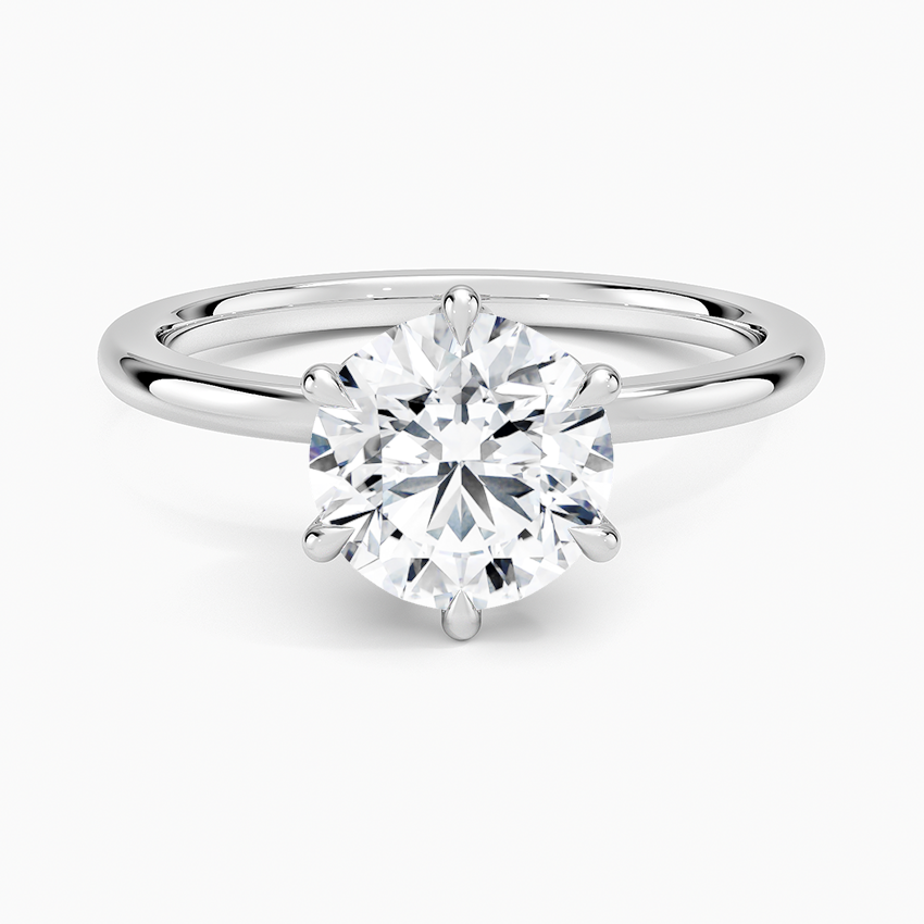 Petal Six Prong Diamond Ring Platinum Round Engagement Ring