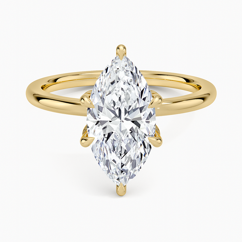 Petal Six Prong Diamond Ring Yellow Gold 18k Marquise Engagement Ring
