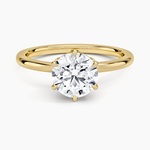 Petal Six Prong Diamond Ring Yellow Gold 18k Round Engagement Ring