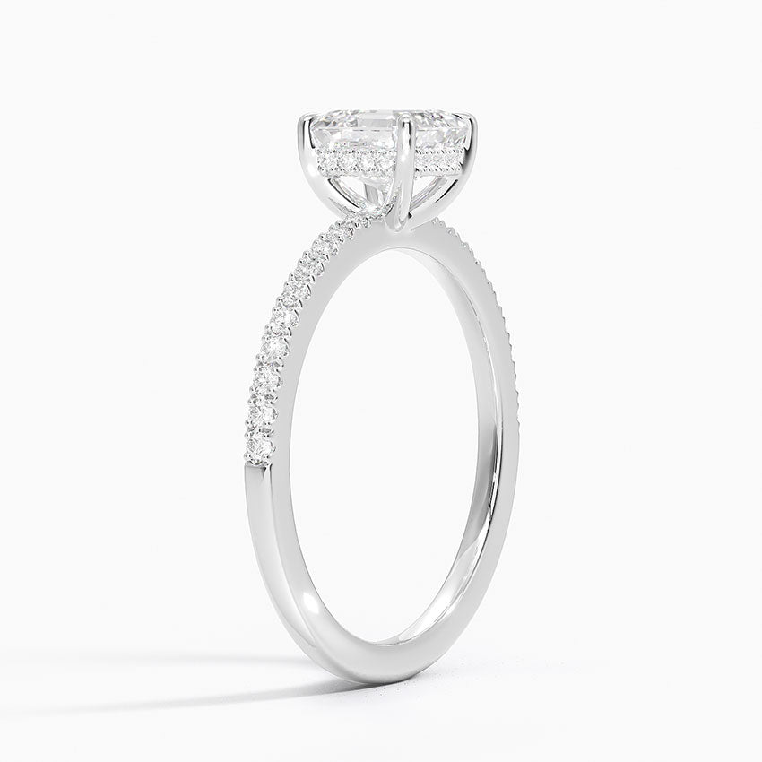 Perfect Fit Half Coverage Hidden Halo Diamond Ring (1/5 ct. tw.) Platinum Asscher Engagement Ring