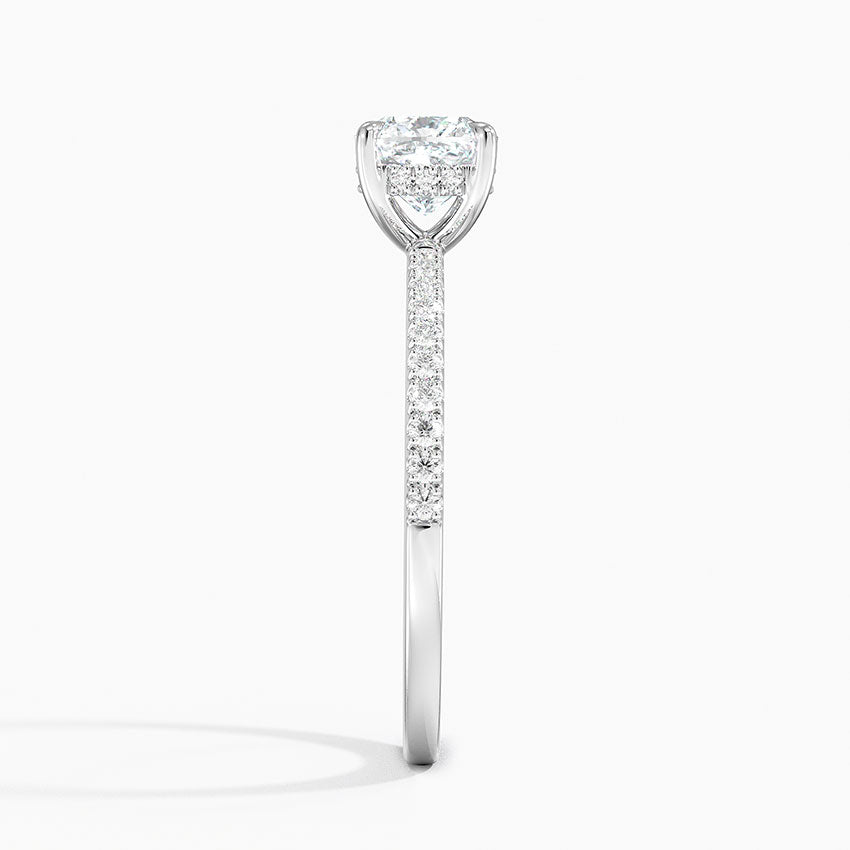 Perfect Fit Half Coverage Hidden Halo Diamond Ring (1/5 ct. tw.) Platinum Cushion Engagement Ring
