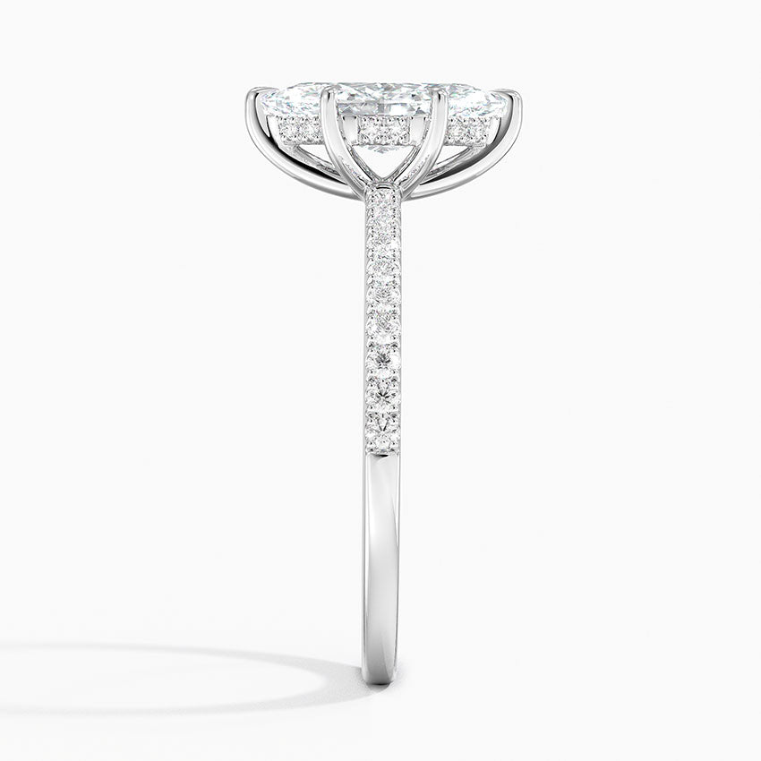 Perfect Fit Half Coverage Hidden Halo Diamond Ring (1/5 ct. tw.) Platinum Marquise Engagement Ring