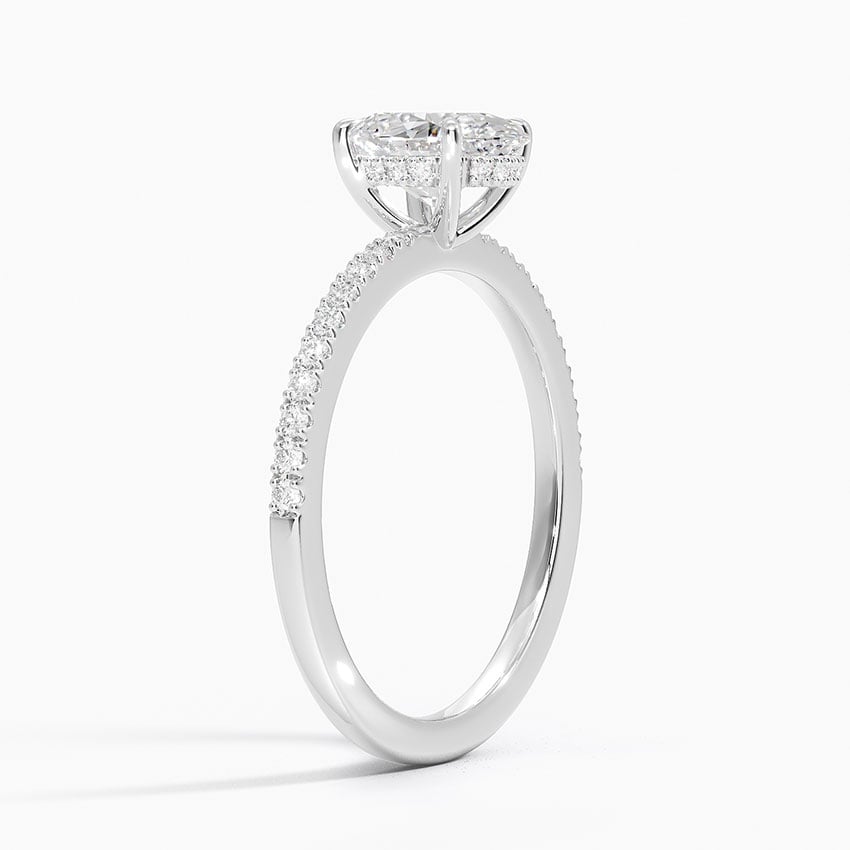 Perfect Fit Half Coverage Hidden Halo Diamond Ring (1/5 ct. tw.) Platinum Oval Engagement Ring