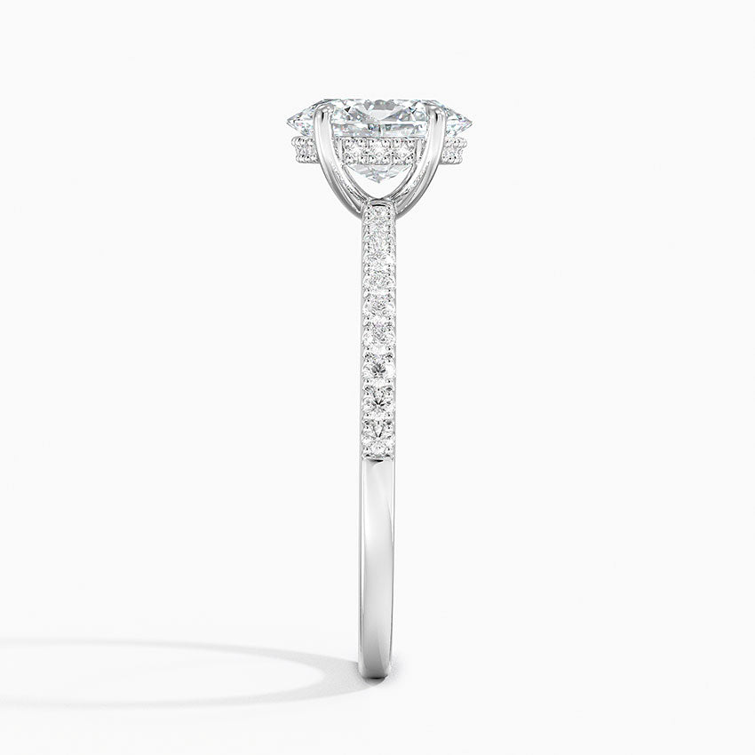 Perfect Fit Half Coverage Hidden Halo Diamond Ring (1/5 ct. tw.) Platinum Oval Engagement Ring