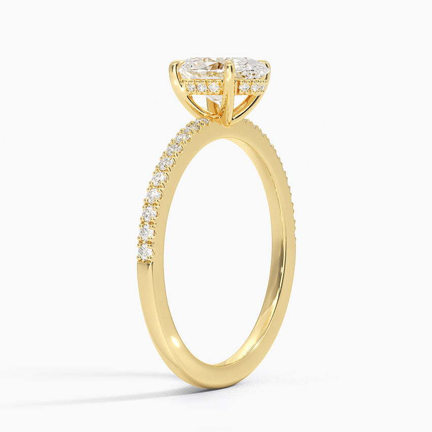 Perfect Fit Half Coverage Hidden Halo Diamond Ring (1/5 ct. tw.) Yellow Gold 18k Oval Engagement Ring