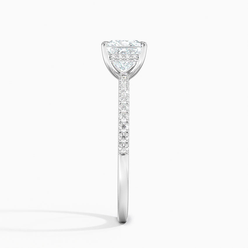 Perfect Fit Half Coverage Hidden Halo Diamond Ring (1/5 ct. tw.) Platinum Princess Engagement Ring