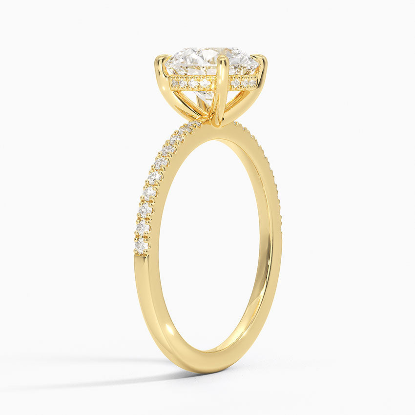 Perfect Fit Half Coverage Hidden Halo Diamond Ring (1/5 ct. tw.) Yellow Gold 18k Round Engagement Ring
