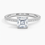 Perfect Fit Half Coverage Hidden Halo Diamond Ring (1/5 ct. tw.) Platinum Asscher Engagement Ring