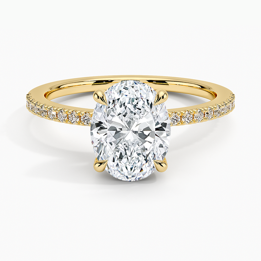 Perfect Fit Half Coverage Hidden Halo Diamond Ring (1/5 ct. tw.) Yellow Gold 18k Oval Engagement Ring