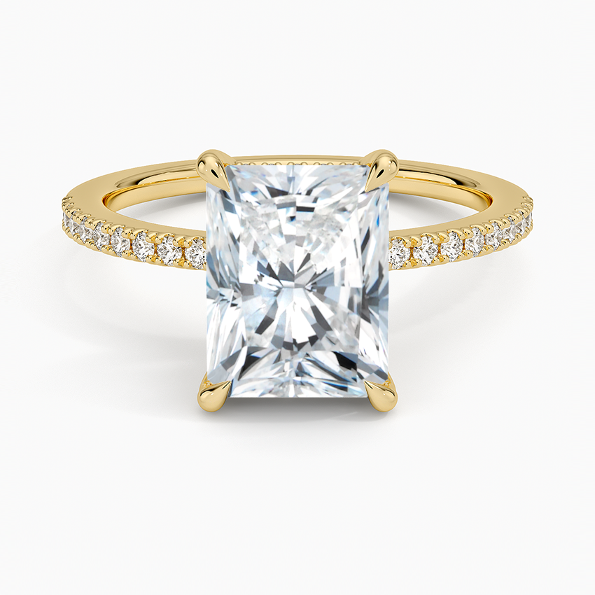 Perfect Fit Half Coverage Hidden Halo Diamond Ring (1/5 ct. tw.) Yellow Gold 18k Radiant Engagement Ring