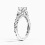 Begonia Vine Three Stone Diamond Ring (2/3 ct. tw.) Platinum Cushion Engagement Ring