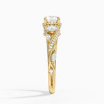 Begonia Vine Three Stone Diamond Ring (2/3 ct. tw.) Yellow Gold 18k Cushion Engagement Ring